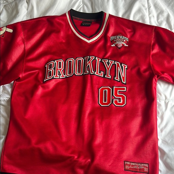 FUBU | Shirts | Red Brooklyn 5 Jersey | Poshmark